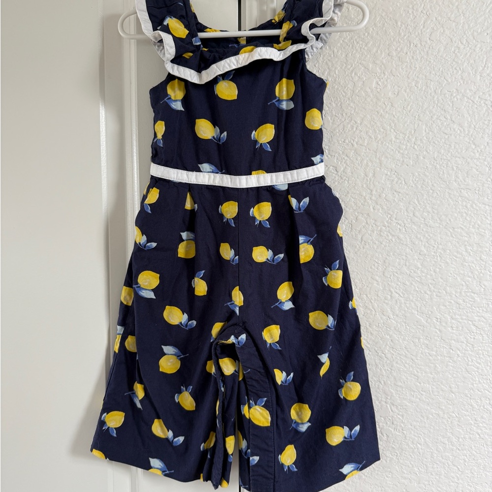Janie and Jack Navy Lemon Print Romper